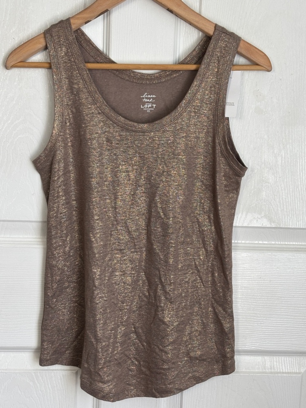 NEW NWT Linen Tank LOFT Gold metallic tank top Size XS Layering Party Dressy